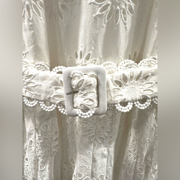 NEW ZARA WHITE LONG EMBROIDERED OPENWORK EYELET DRESS SIZE M 2292/974 RARE - Picture 8 of 9